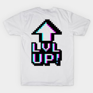 Level Up Retro Pixel Arrow Gamer Geek Design T-Shirt